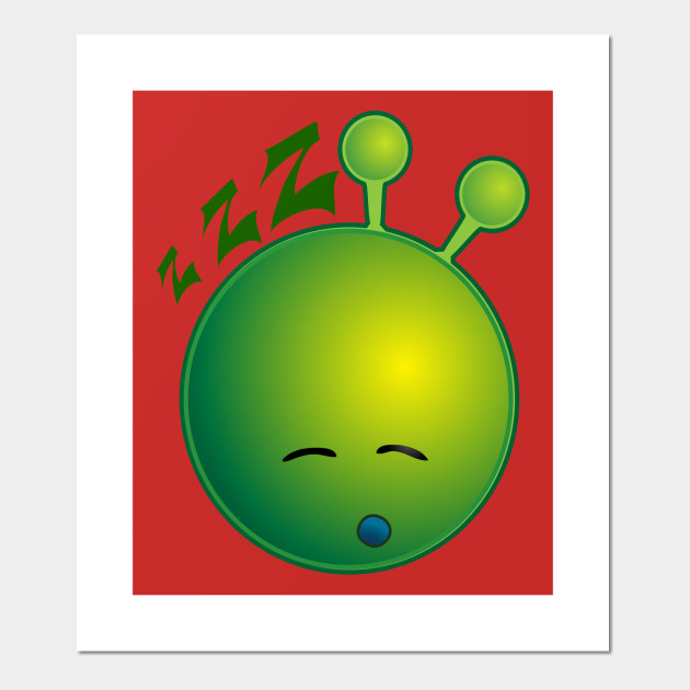 Sleepy Alien Monster ET Extraterrestrial Martian Green Man Emoji for Women, Men and Kids 15
